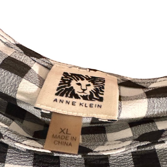 Anne Klein Black and White Checkered Blouse - Picture 4 of 5